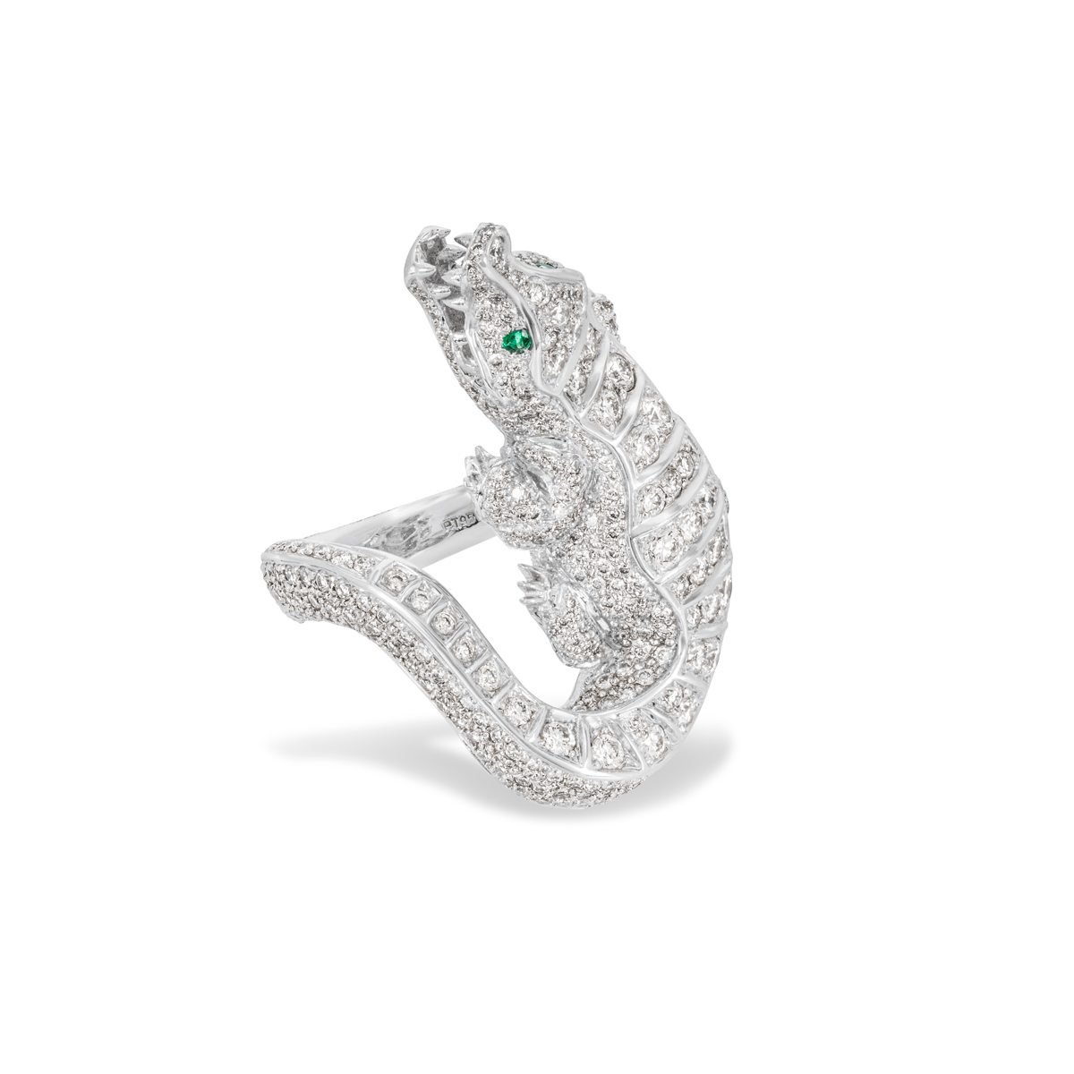 Diamond Set Alligator Dress Ring in Platinum 5.75ct